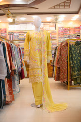 3-PC Stitcehd Print & Embroidered Sadabahar With Plazo Trouser | P-16
